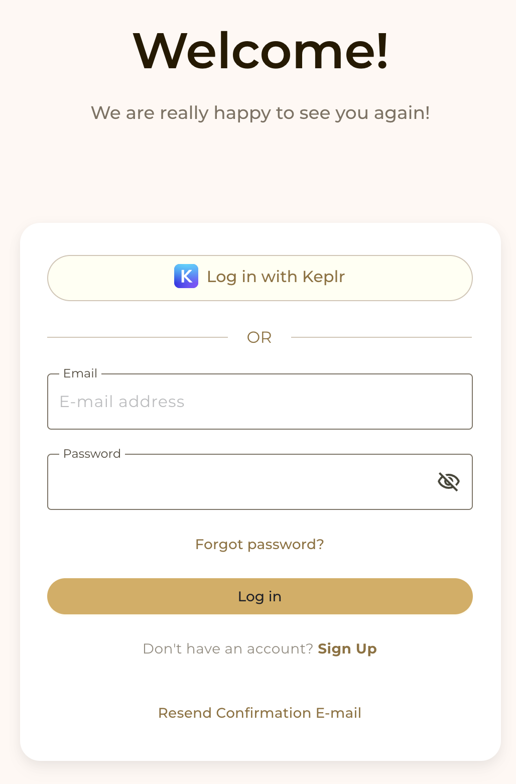 Log in with email address